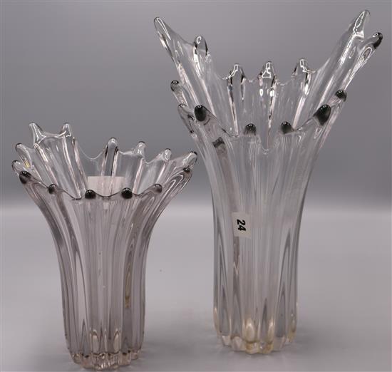 Two 1950s French glass vases